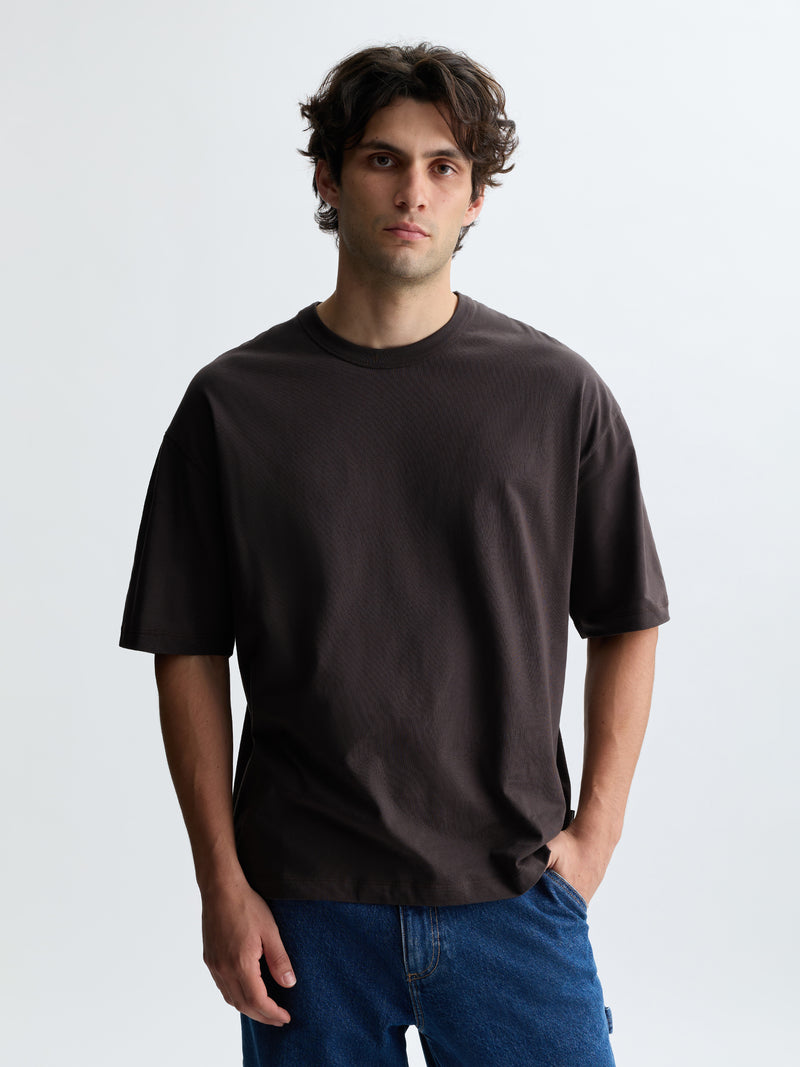 Men's Oversized Fleece T-Shirt in After Dark - BROOKLYN INDUSTRIES
