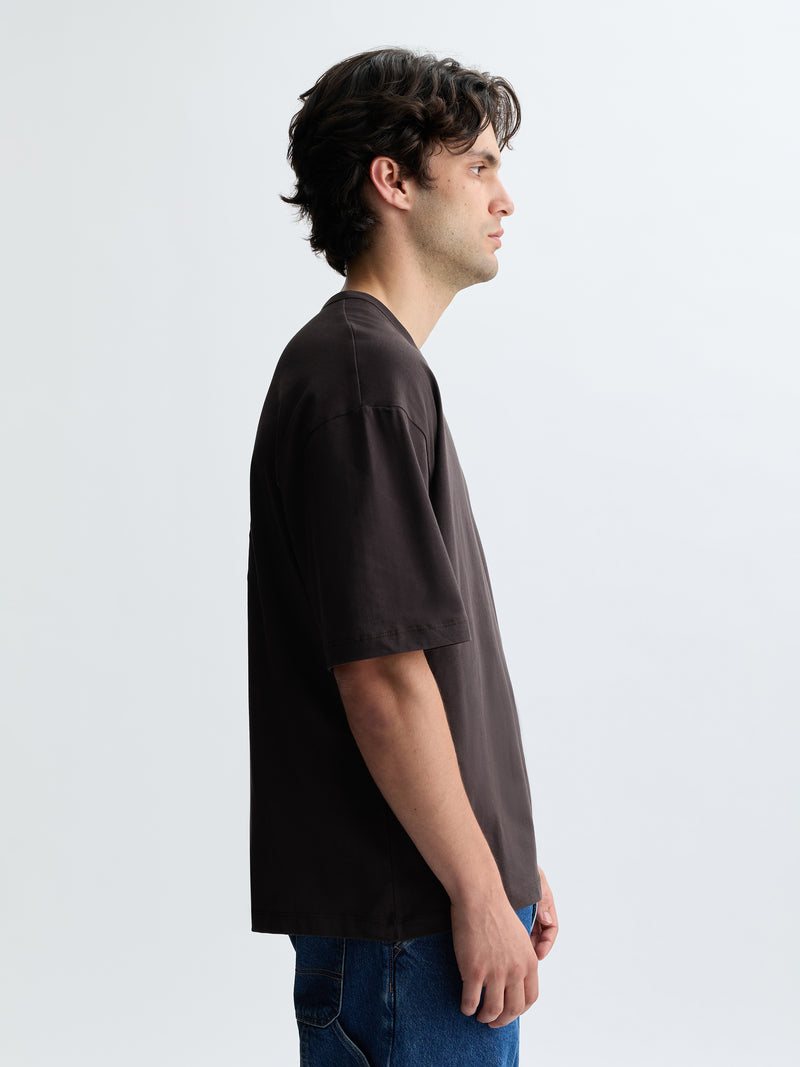 Men's Oversized Fleece T-Shirt in After Dark - BROOKLYN INDUSTRIES