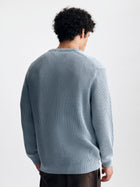 Men's Acid Washed Crew Neck Sweater in Faded Denim - BROOKLYN INDUSTRIES