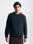 Men's Acid Washed Crew Neck Sweater in Anthracite - BROOKLYN INDUSTRIES