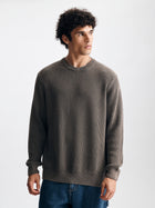 Men's Acid Washed Crew Neck Sweater in Falcon - BROOKLYN INDUSTRIES