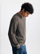 Men's Acid Washed Crew Neck Sweater in Falcon - BROOKLYN INDUSTRIES