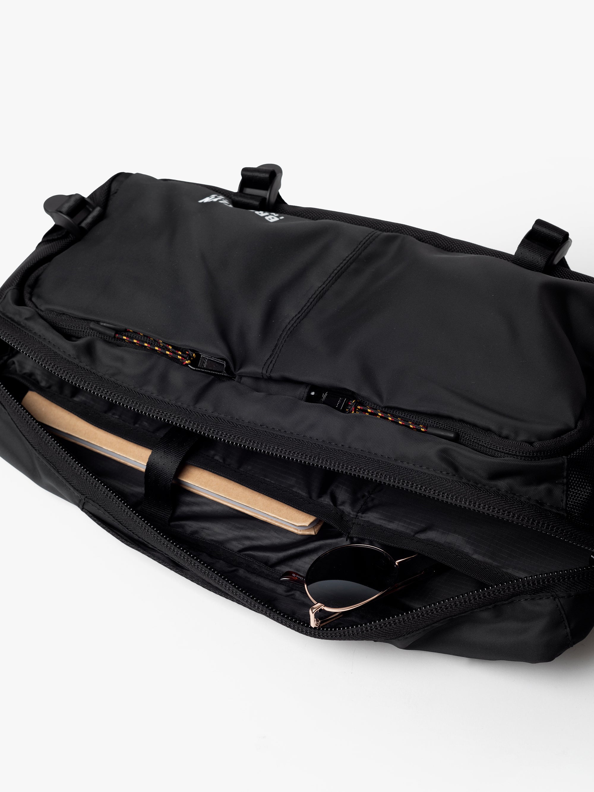 brooklyn mini leather convertible messenger backpack Biker Messenger Bag in Black