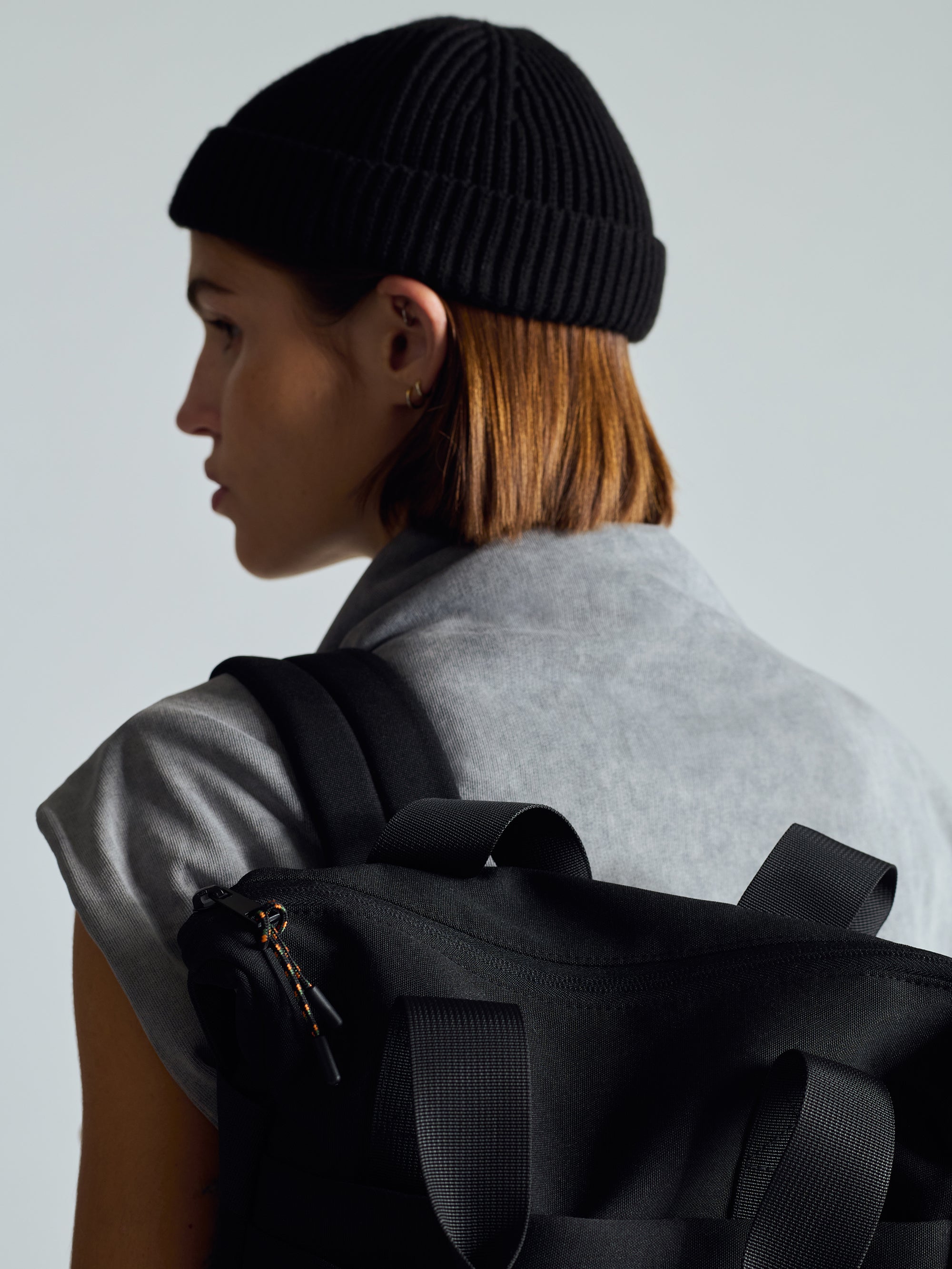 brooklyn industries leather backpack Brooklyn Industries Utility Backpack in Black