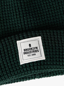 Waffle Knit Logo Beanie in Pine Green - BROOKLYN INDUSTRIES
