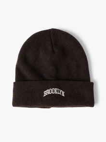 Ribbed Brooklyn Beanie in Dark Brown - BROOKLYN INDUSTRIES