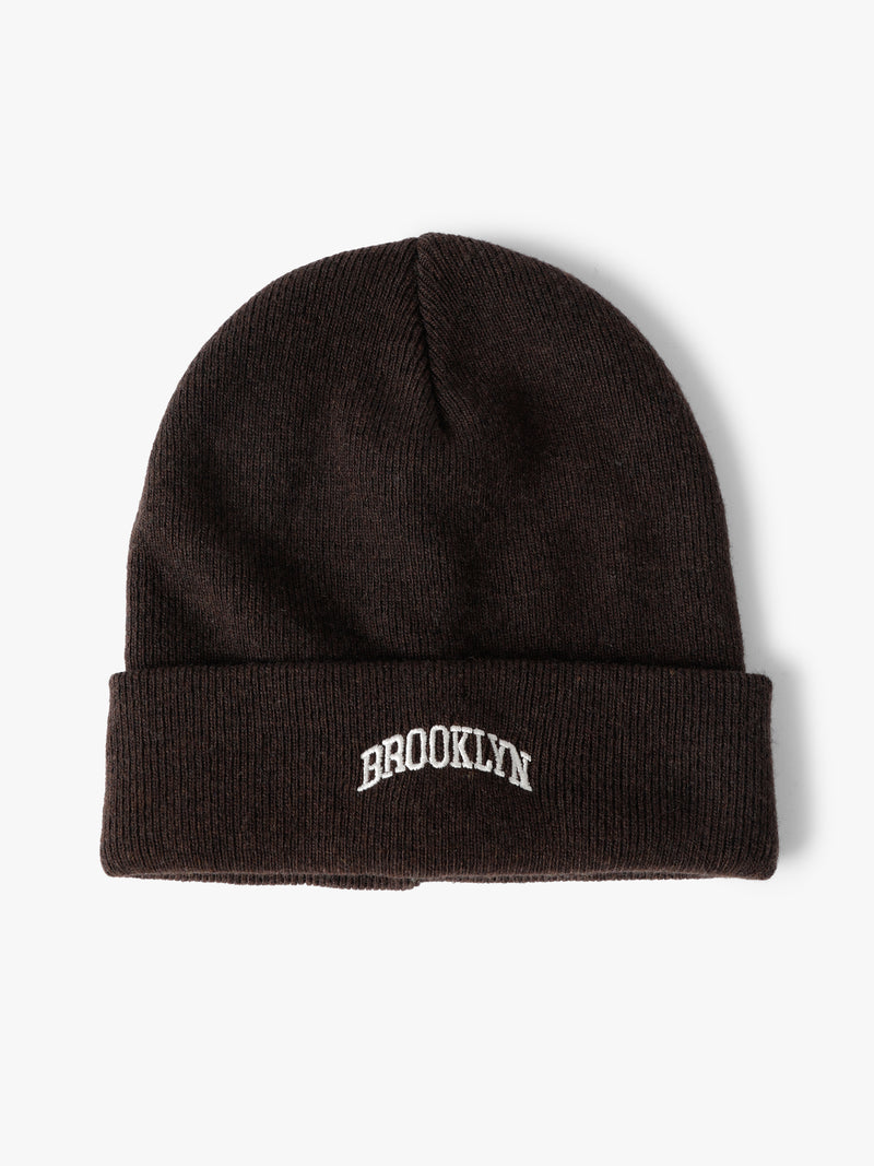 Ribbed Brooklyn Beanie in Dark Brown - BROOKLYN INDUSTRIES
