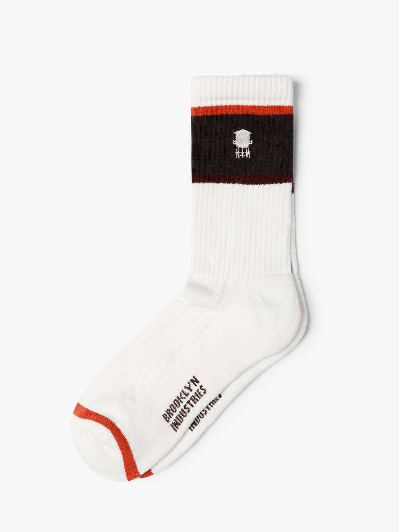 Men's Water Tower Boot Socks in Antique White and Red - BROOKLYN INDUSTRIES
