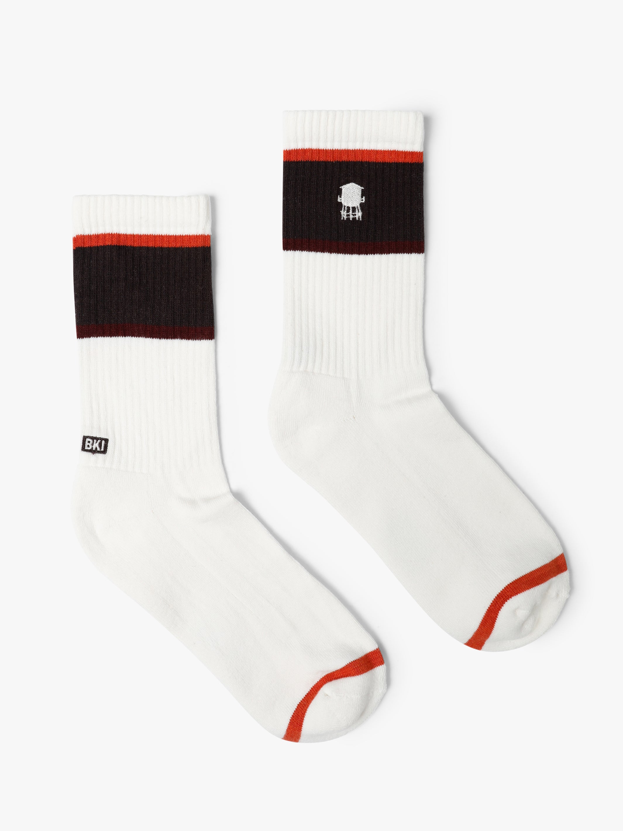 Men's Water Tower Boot Socks in Antique White and Red - BROOKLYN INDUSTRIES