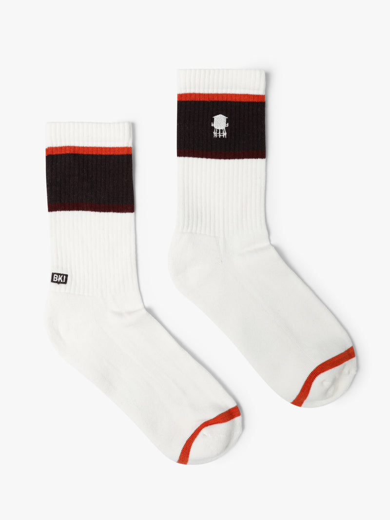 Men's Water Tower Boot Socks in Antique White and Red - BROOKLYN INDUSTRIES