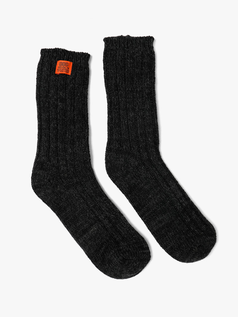 Men's Logo Tab Boot Socks in Black - BROOKLYN INDUSTRIES