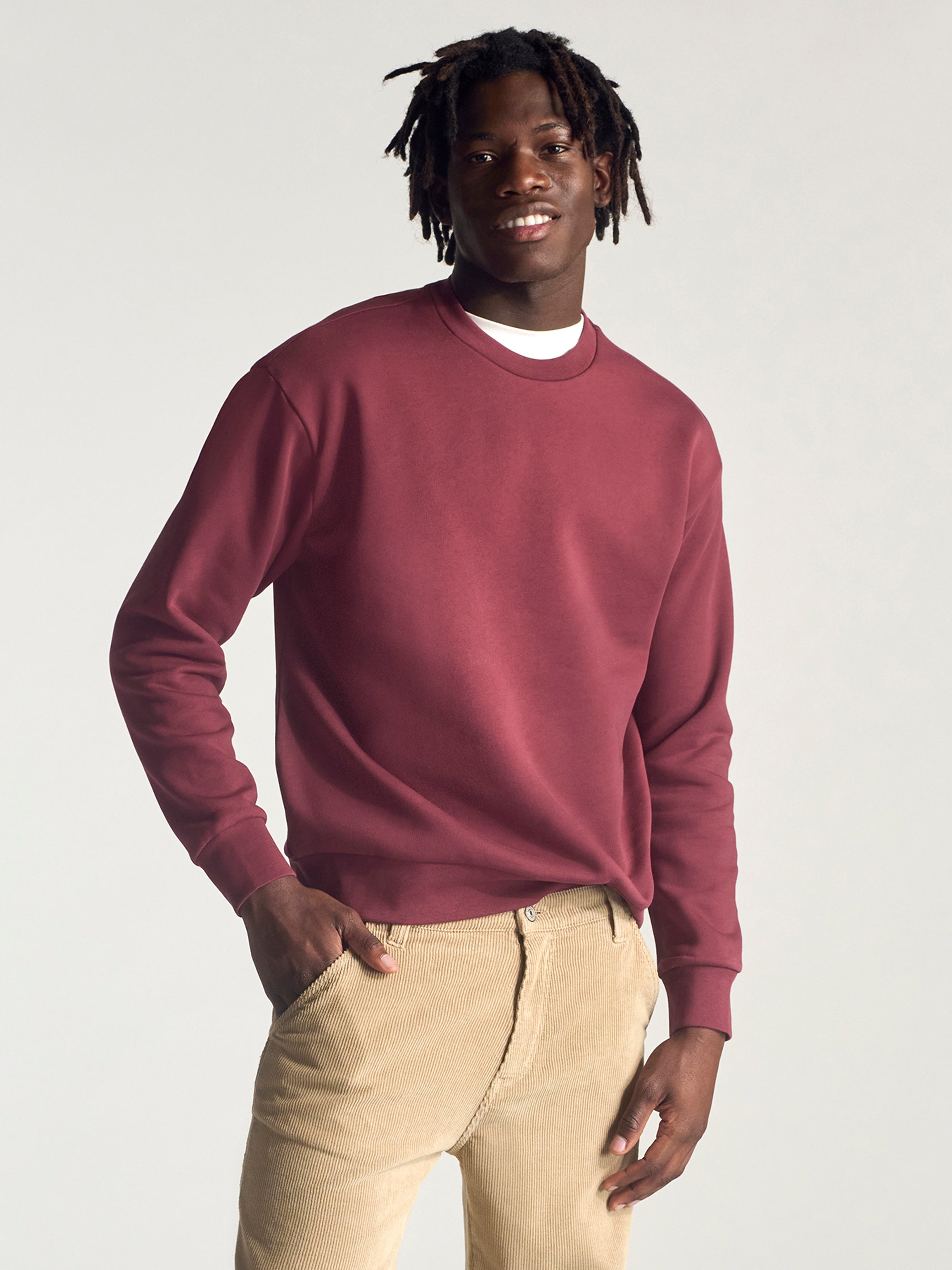 Men's Hoyt Crew Neck Sweatshirt In Brick - BROOKLYN INDUSTRIES