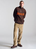 Men's Campus Half Zip Sweatshirt In Coffee Bean - BROOKLYN INDUSTRIES