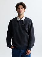 Men's Interlock Logo Polo Sweatshirt in Naval Academy - BROOKLYN INDUSTRIES
