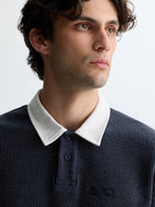 Men's Interlock Logo Polo Sweatshirt in Naval Academy - BROOKLYN INDUSTRIES