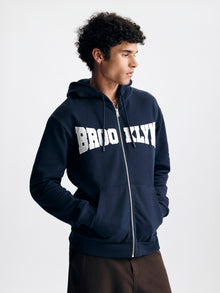 Men's Brooklyn Zip-Up Hoodie in Black Iris - BROOKLYN INDUSTRIES