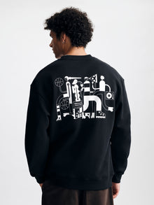 Men's City Rhythm Sweatshirt in Black - BROOKLYN INDUSTRIES