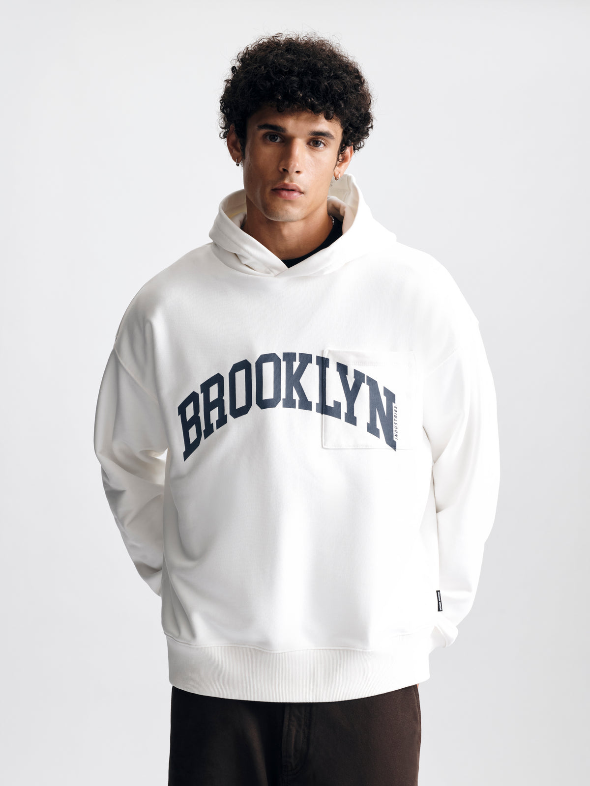 Men's Brooklyn Pocket Hoodie in Antique White - BROOKLYN INDUSTRIES