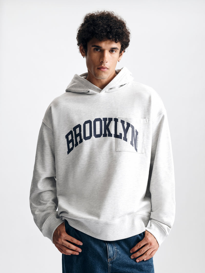 Men's Brooklyn Pocket Hoodie in Light Grey Melange