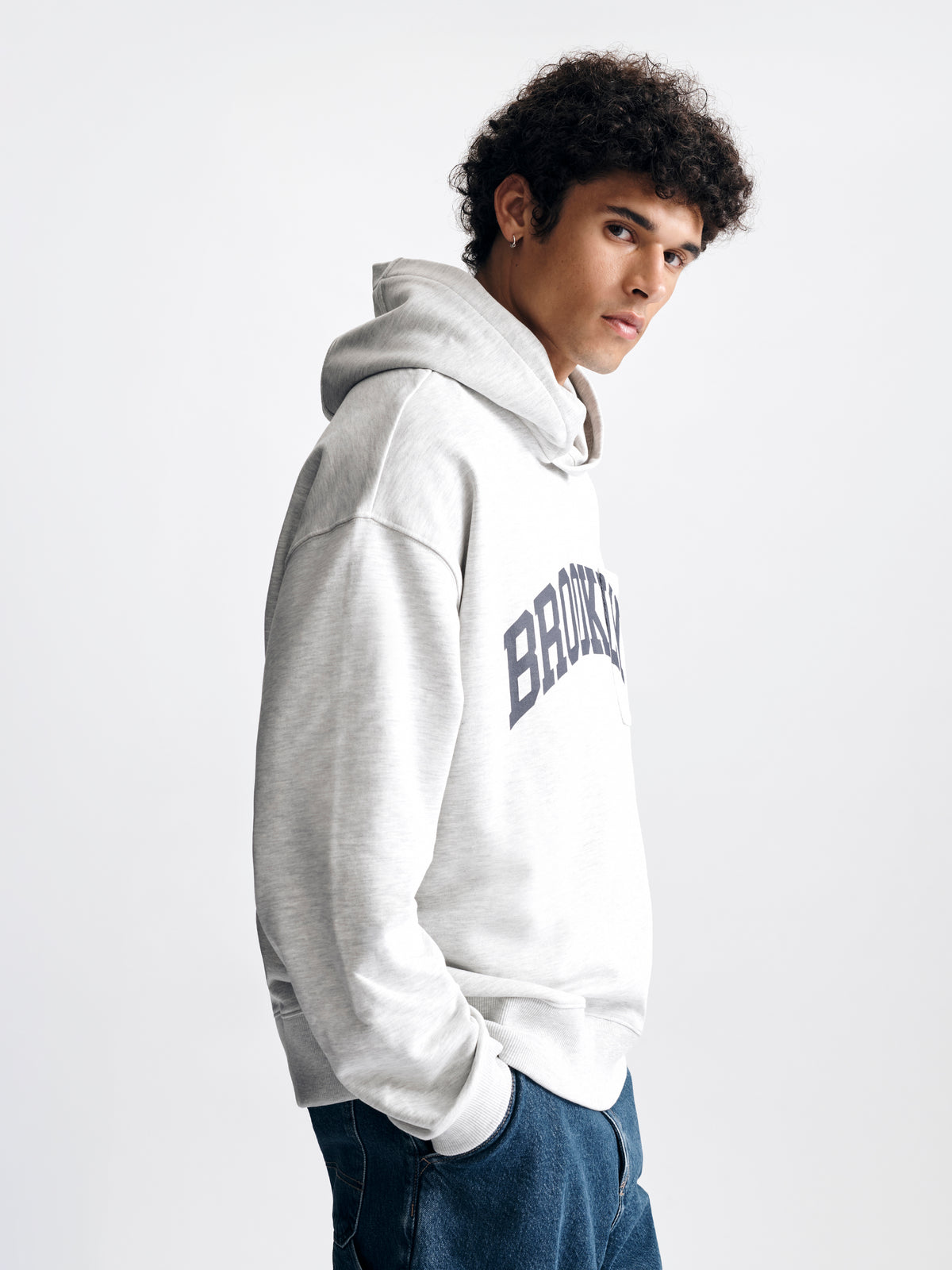 Men's Brooklyn Pocket Hoodie in Light Grey Melange
