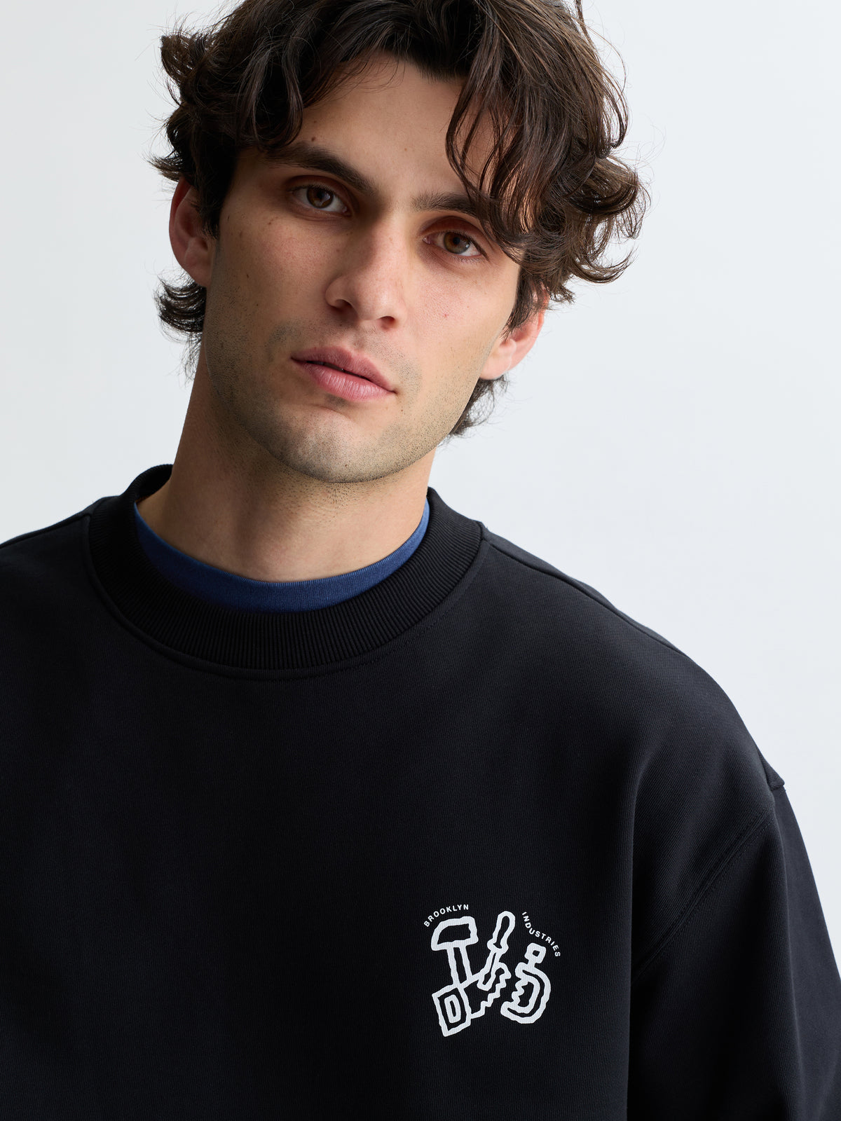 Men's Tools Crew Neck Sweatshirt in Black - BROOKLYN INDUSTRIES