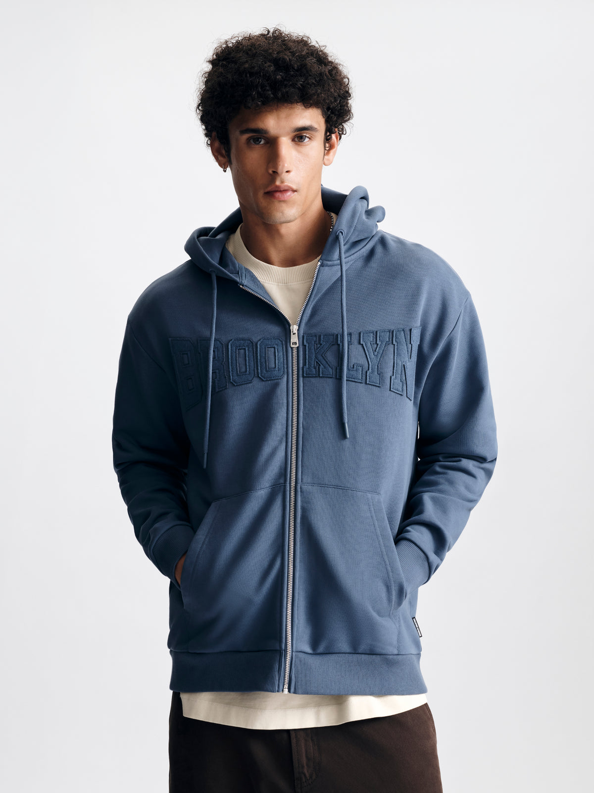 Men's Brooklyn Zip-Up Hoodie in Vintage Indigo - BROOKLYN INDUSTRIES