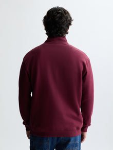 Men's Brooklyn Half Zip Sweatshirt in Maroon Banner - BROOKLYN INDUSTRIES