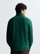Men's Half Buttoned Logo Sweatshirt in Hunter Green - BROOKLYN INDUSTRIES