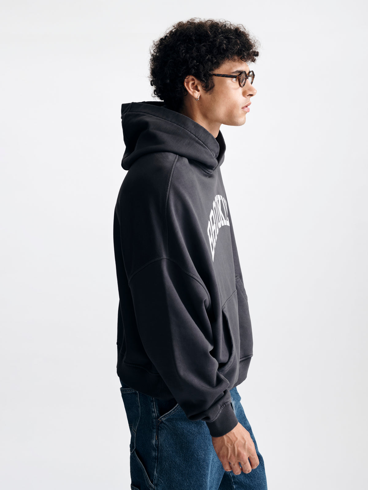 Men's Oversized Brooklyn Hoodie in Asphalt - BROOKLYN INDUSTRIES