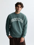 Men's Brooklyn Crew Neck Sweatshirt in Hunter Green - BROOKLYN INDUSTRIES