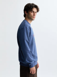 Men's Logo Crew Neck Sweatshirt in Vintage Indigo - BROOKLYN INDUSTRIES