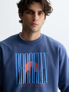 Men's Logo Crew Neck Sweatshirt in Vintage Indigo - BROOKLYN INDUSTRIES