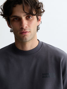 Men's Sunset Water Tower Crew Neck Sweatshirt in Asphalt - BROOKLYN INDUSTRIES