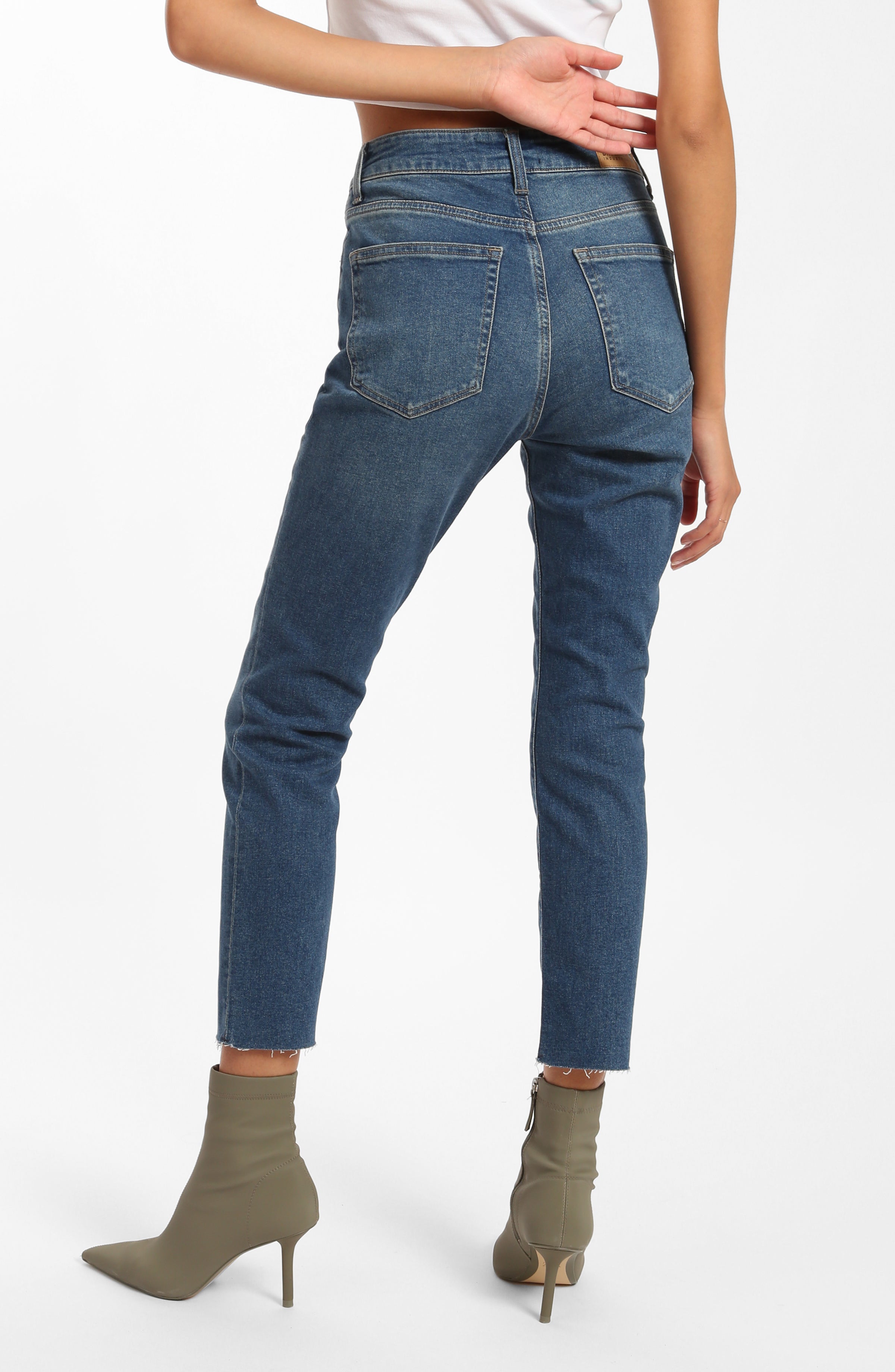 Court High Rise Cropped Straight Leg Jeans in Dark Blue Denim - BROOKLYN INDUSTRIES