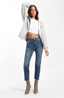 Court High Rise Cropped Straight Leg Jeans in Dark Blue Denim - BROOKLYN INDUSTRIES