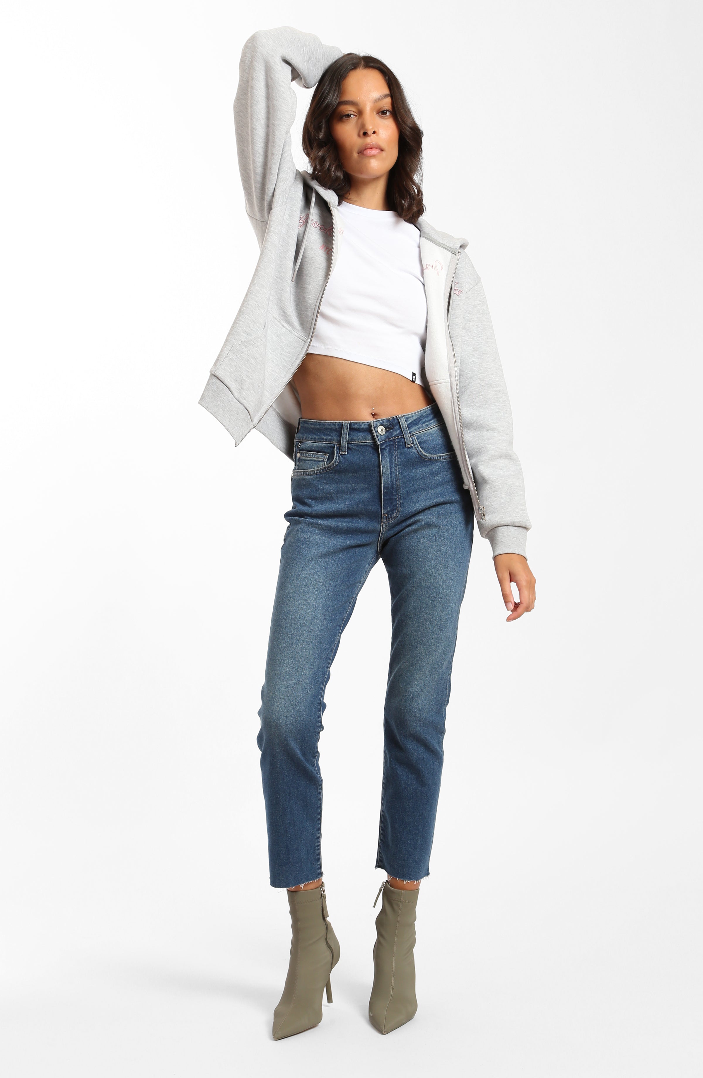 Court High Rise Cropped Straight Leg Jeans in Dark Blue Denim - BROOKLYN INDUSTRIES