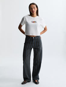 Women's Grand Barrel Pants in Green Stripe Fashion - BROOKLYN INDUSTRIES