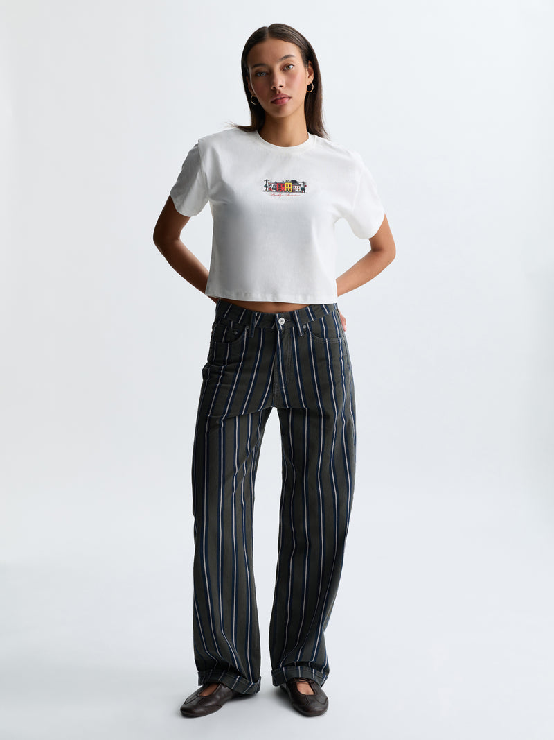 Women's Grand Barrel Pants in Green Stripe Fashion - BROOKLYN INDUSTRIES