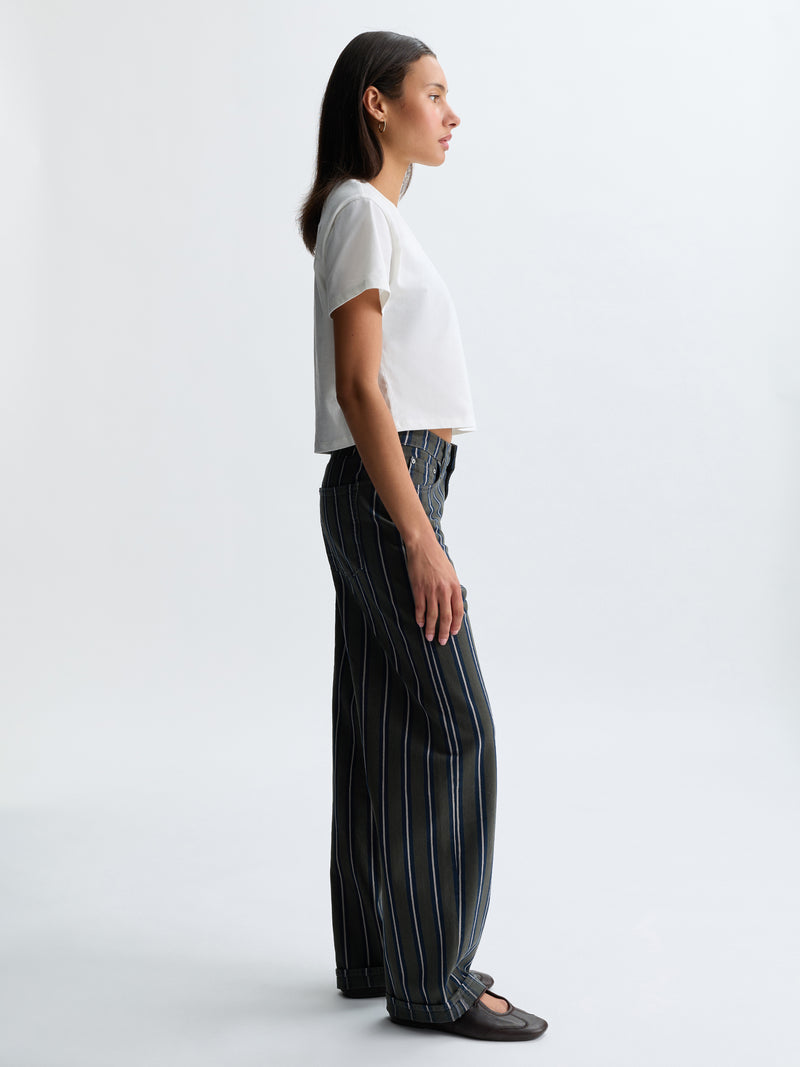 Women's Grand Barrel Pants in Green Stripe Fashion - BROOKLYN INDUSTRIES