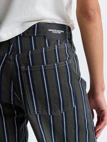 Women's Grand Barrel Pants in Green Stripe Fashion - BROOKLYN INDUSTRIES