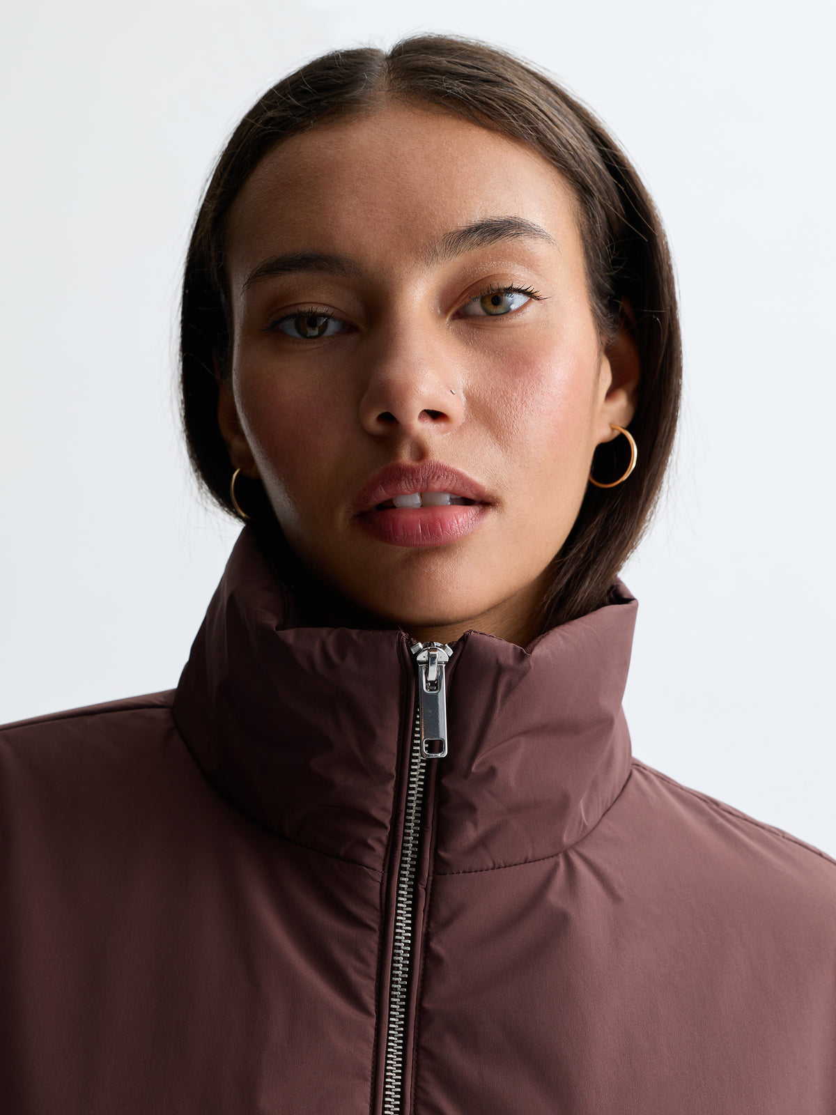 Women's Cropped Bomber Jacket in Puce - BROOKLYN INDUSTRIES