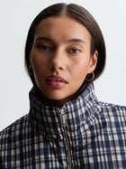 Women's Cropped Bomber Jacket in Blue Check - BROOKLYN INDUSTRIES