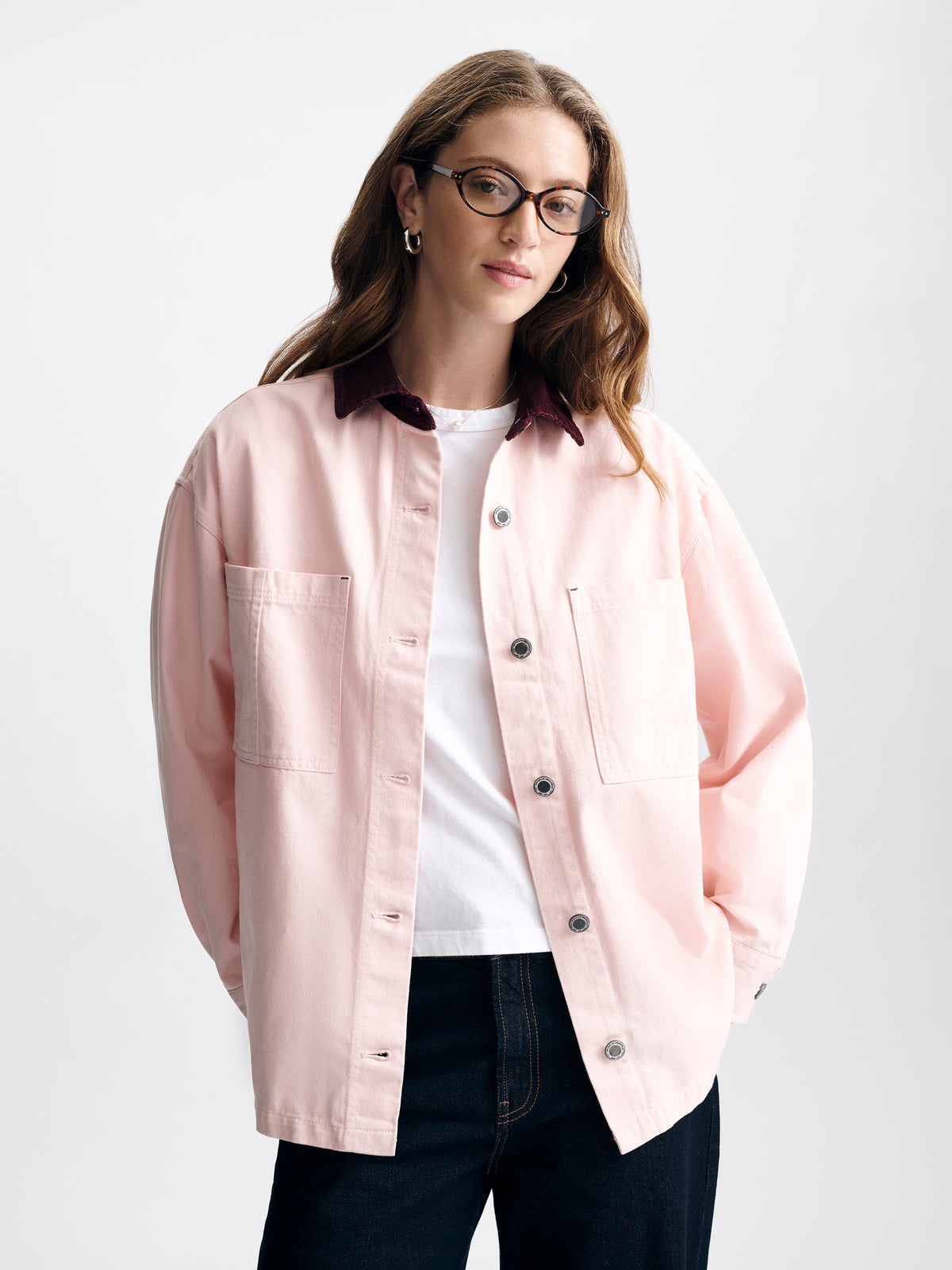 Women's Oversized Utility Overshirt in Pale Lilac - BROOKLYN INDUSTRIES