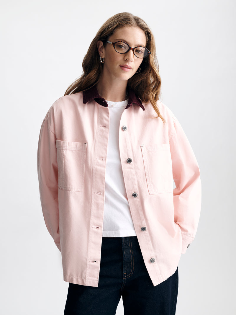 Women's Oversized Utility Overshirt in Pale Lilac - BROOKLYN INDUSTRIES