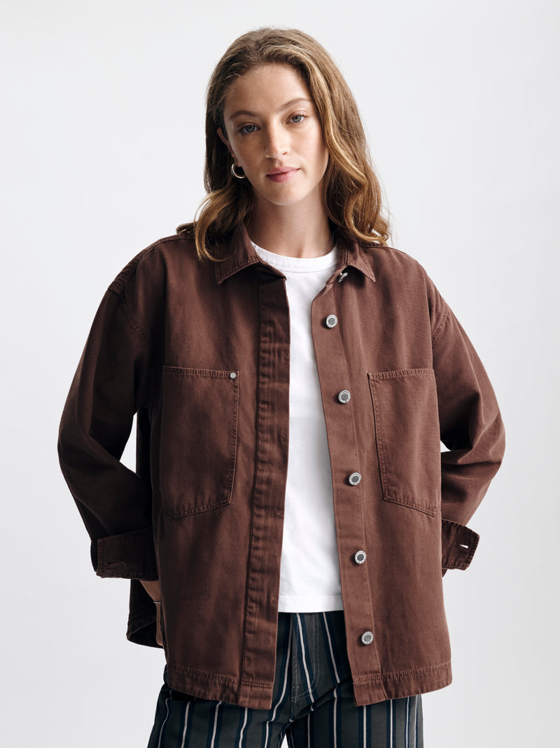 Women's Oversized Overshirt in Chicory Coffee - BROOKLYN INDUSTRIES
