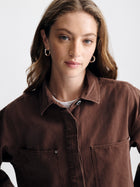 Women's Oversized Overshirt in Chicory Coffee - BROOKLYN INDUSTRIES
