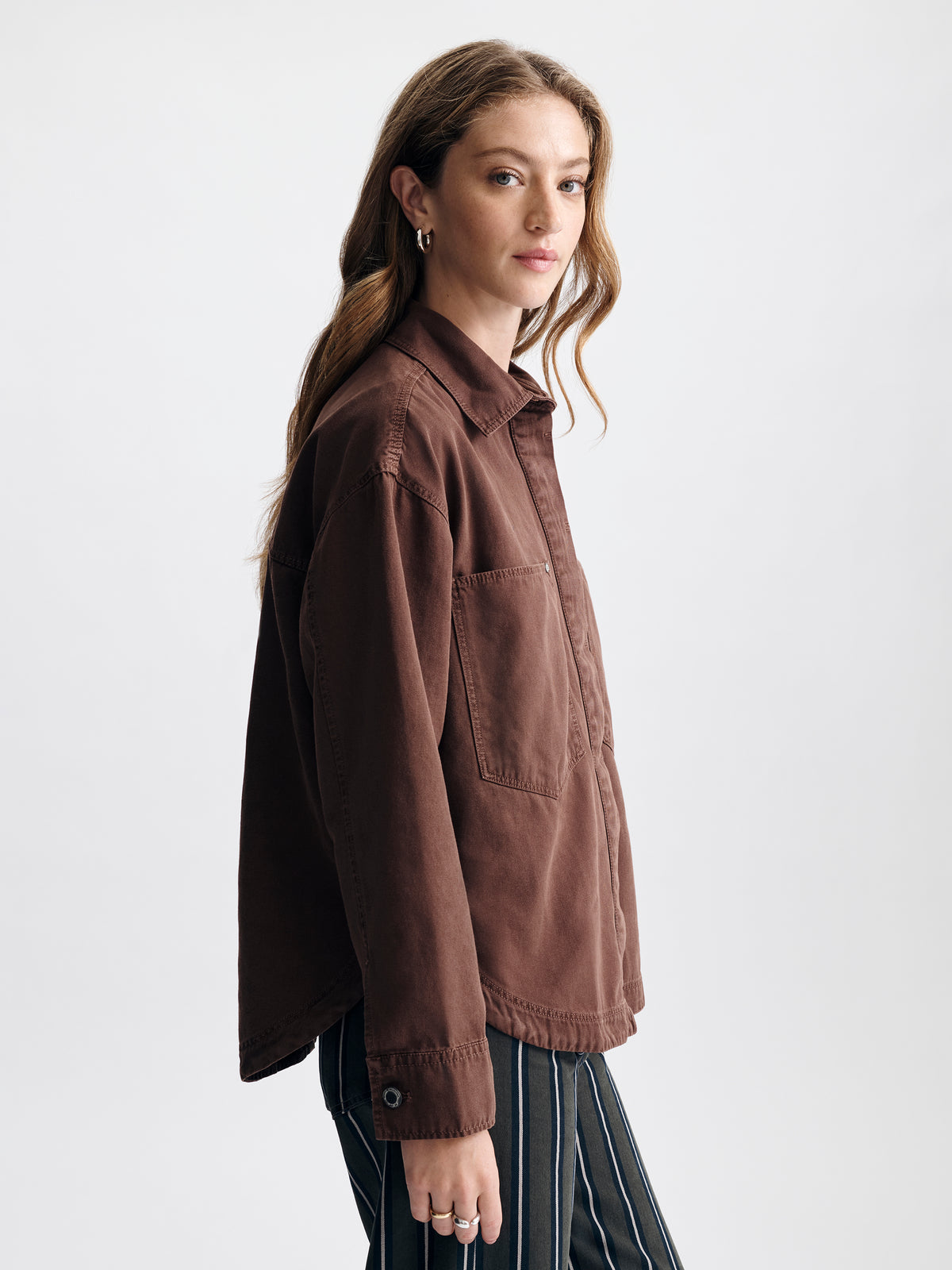 Women's Oversized Overshirt in Chicory Coffee - BROOKLYN INDUSTRIES