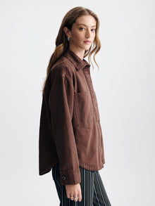 Women's Oversized Overshirt in Chicory Coffee - BROOKLYN INDUSTRIES