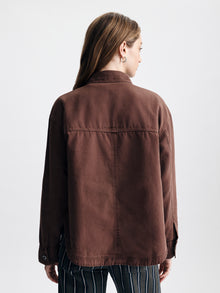 Women's Oversized Overshirt in Chicory Coffee - BROOKLYN INDUSTRIES