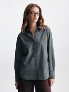 Women's Long Sleeve Plaid Shirt in Green Check - BROOKLYN INDUSTRIES